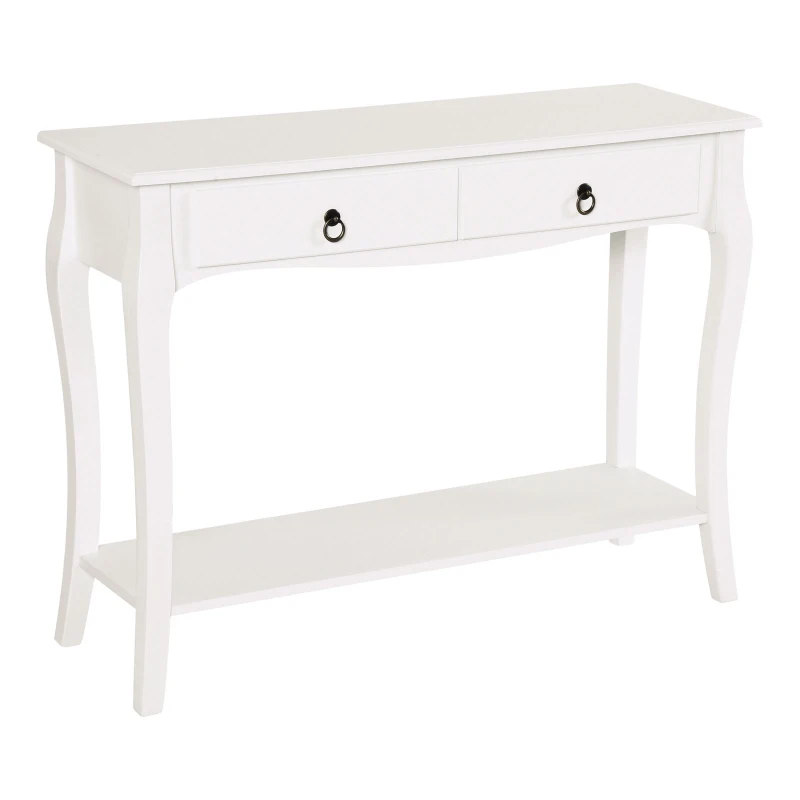 HOMCOM Console style table de drapier néo-rétro multi-rangements 100L x 33l x 76H cm blanc