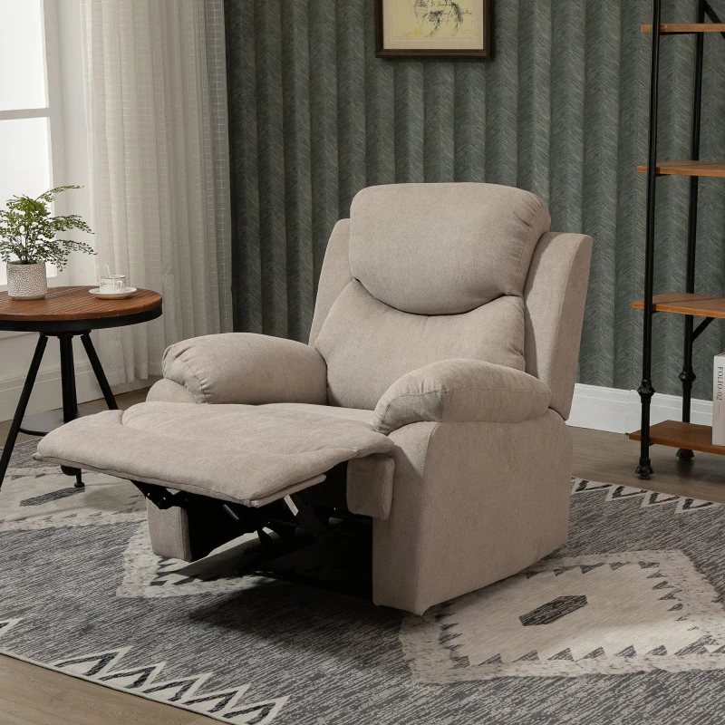 HOMCOM Fotoliu Relax Rabatabil Manual la 150° cu Suport pentru Picioare, din Material Textil, 93x88x102cm, Bej