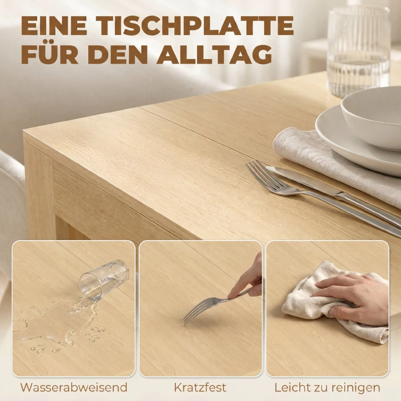 HOMCOM Masă de Dining Compactă pentru Bucătărie Economisește Spațiu, 240 x 90 x 78 cm, Lemn Deschis