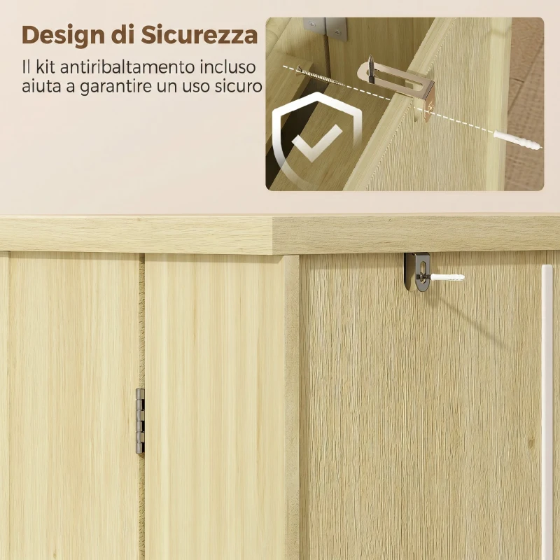 HOMCOM Dispensa 104 cm, 12 rastrelliere spezie, ripiani regolabili, legno naturale.