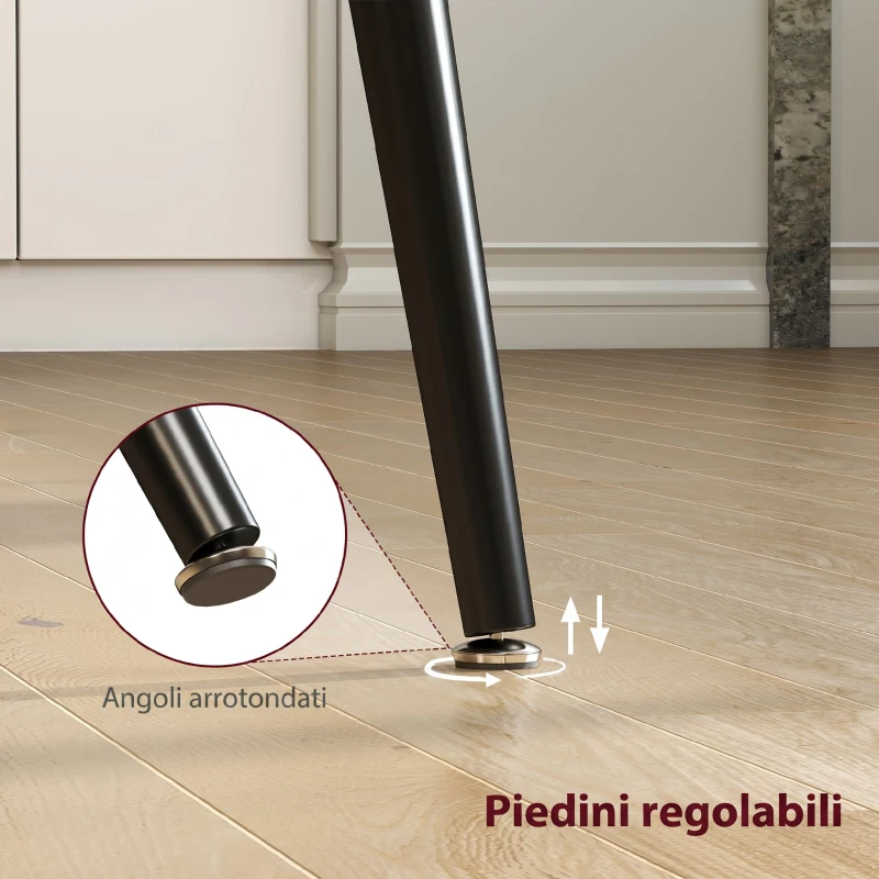 HOMCOM Tavolo da Pranzo Allungabile per 6-8 Persone, 120-160x75cm Tavolo Cucina Estensibile con Piano Effetto Legno, Gambe in Acciao