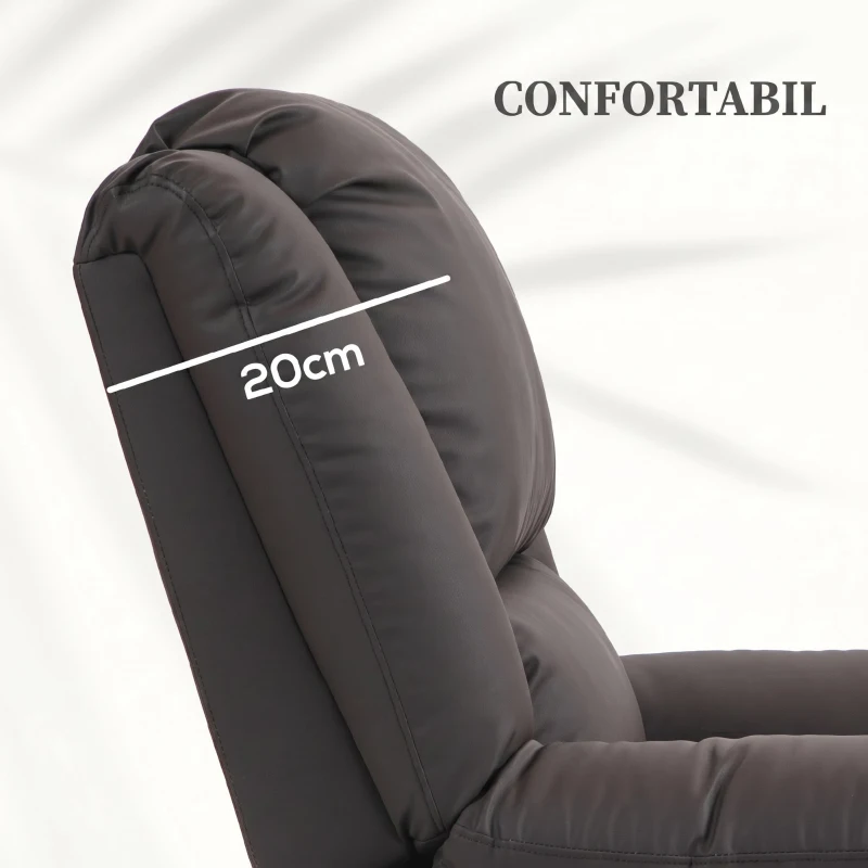 HOMCOM Fotoliu Relax Reclinabil cu Funcție de Ridicare la 155°, 8 Puncte de Masaj și Încălzire, Maro