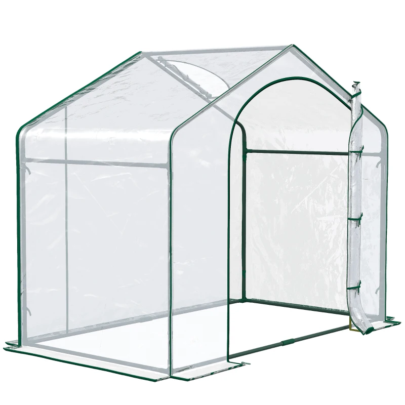 Outsunny Serra da Esterno con Ingresso a Zip e Presa d'Aria Superiore, in Plastica e Acciaio, 180x100x152 cm, Trasparente