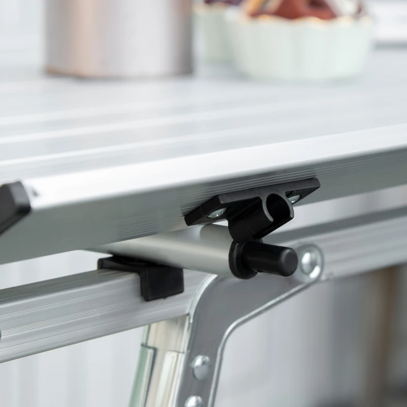 Outsunny Mesa de Pícnic Portátil de Aluminio con Altura Ajustable Estante y Bolsa de Transporte 120x69x59-78 cm Plata