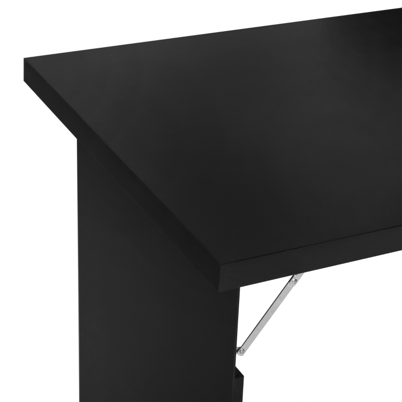 HOMCOM Wall Mounted Folding Table Floating Fold Down Desk With Chalkboard and Storage Compartments Black