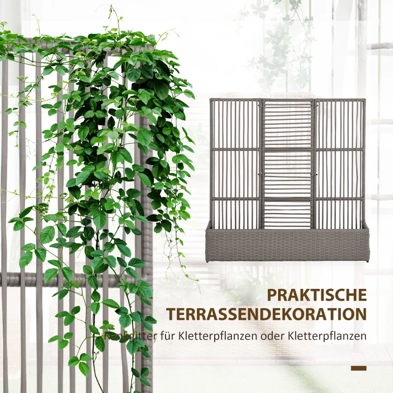 Outsunny Blumenkasten mit Spalier, wetterfest, Polyrattan, 103 x 29 x 103 cm, Grau