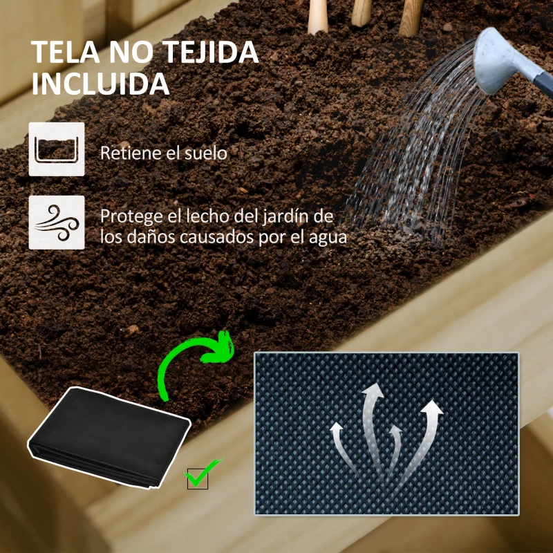 Outsunny Jardinera de Pared de Madera con Enrejado y 5 Macetas Móviles para Jardín Terraza Patio 60x16x100 cm Natural