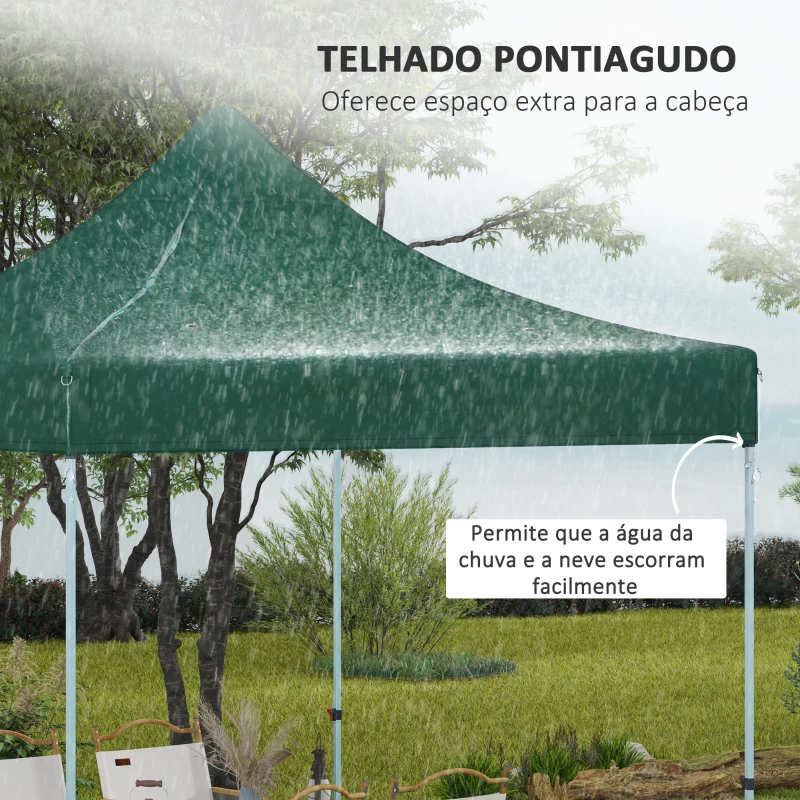 Outsunny Toldo de Substituição 3x3 m para Pérgola de Jardim Cobertura de Substituição para Tenda Dobrável Verde Escuro