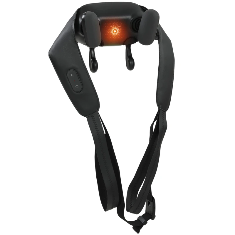 HOMCOM Cordless Neck Massager with Heat, Deep Tissue 4D Shiatsu Neck and Shoulder Massager for Car Home, Gifts for Men Women