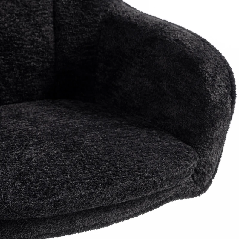 HOMCOM Modern Makeup Vanity Chair, Snow Flannel Office Chair with Tub Back, Black