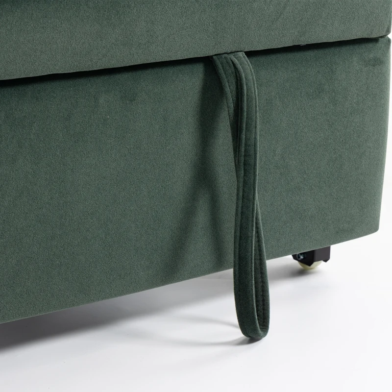 HOMCOM 2 Seater Sofa Bed, 3-in-1 Convertible Pull Out Sleeper Sofa with Clik-Clack Adjustable Backrest, Dark Green