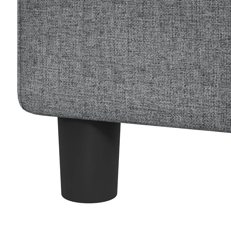 HOMCOM 3ft Single Bed Frame with Trundle, Upholstered Pull Out Trundle Bed with Headboard and Footboard, Dark Grey
