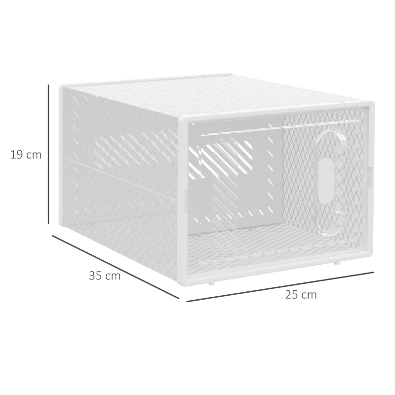 HOMCOM Scarpiera Modulare in PP con 8 Cubi Contenitori e Porta Magnetica, 25x35x19 cm, Bianco e Trasparente