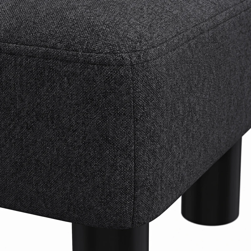 HOMCOM Linen Fabric Footstool Ottoman Cube with 4 Plastic Legs, Black