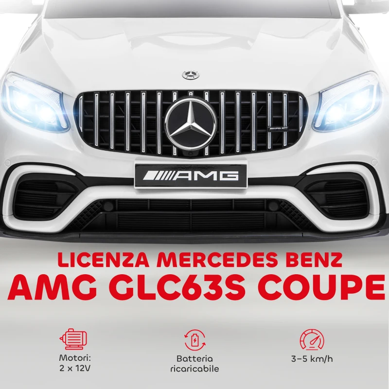 HOMCOM Macchina Elettrica per Bambini 3-5 Anni Mercedes con Cintura di Sicurezza e Telecomando, Bianco