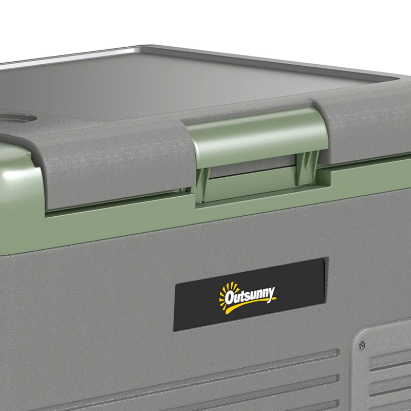 Outsunny 30L Portable Car Refrigerator - Light Green and Grey
