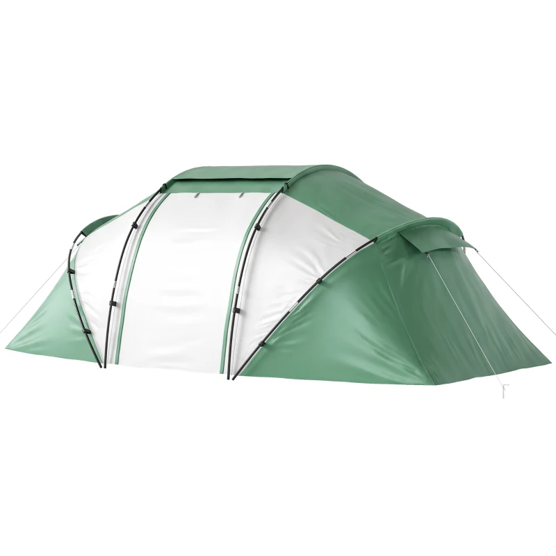 Outsunny 4 Man UV Protection Camping Tent - Green and White