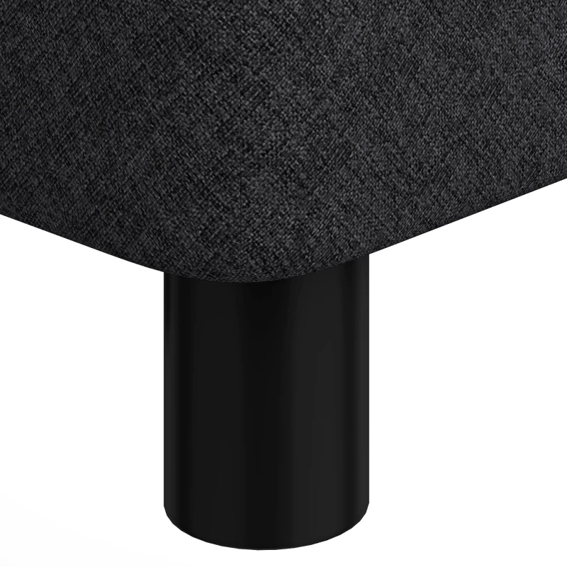 HOMCOM Linen Fabric Footstool Ottoman Cube with 4 Plastic Legs, Black