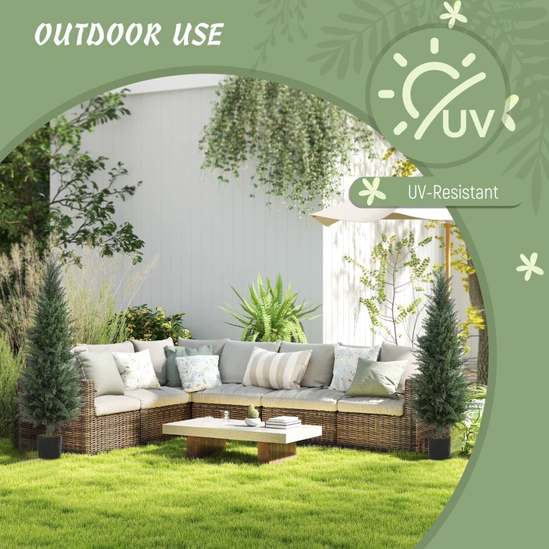 HOMCOM Set of Two Artificial Cypress Trees - Green