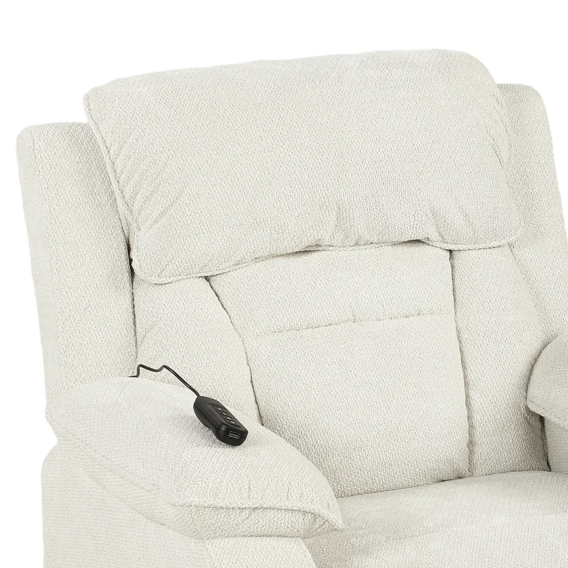 HOMCOM Power Recliner Armchair with Massage and Heat, Electric Reclining Chair with Wide Spring Seat, Cream White