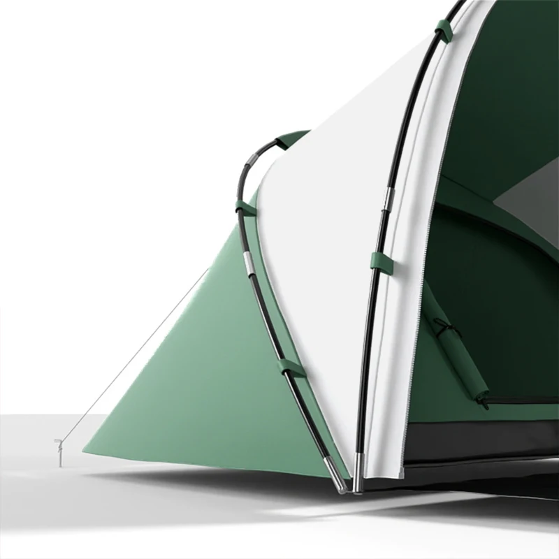 Outsunny 4 Man UV Protection Camping Tent - Green and White