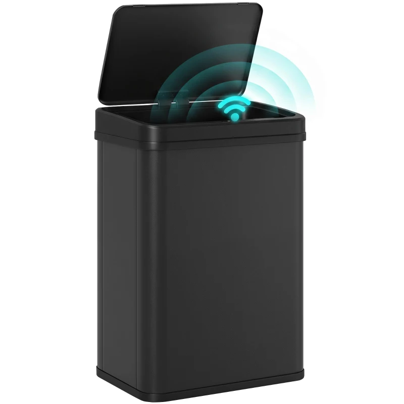 HOMCOM 40L Sensor Bin with Soft-Close Lid, Stainless Steel Automatic Touchless Motion Sensor Kitchen Bin, Black