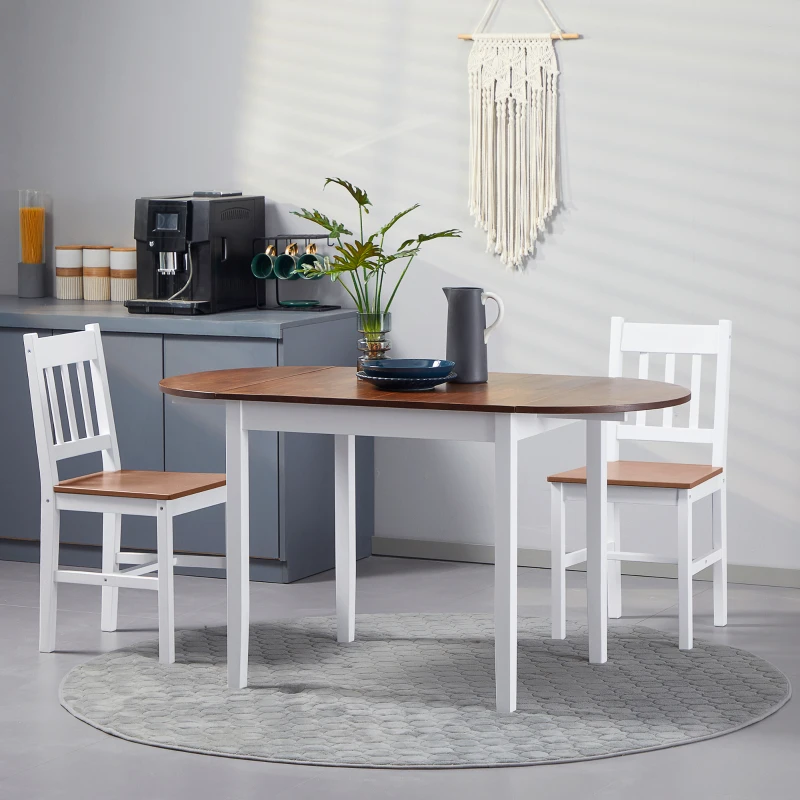 HOMCOM Mesa de Cocina Plegable de Madera Mesa de Comedor Extensible con Hojas Abatibles Carga 50 kg 140x70x75 cm Marrón