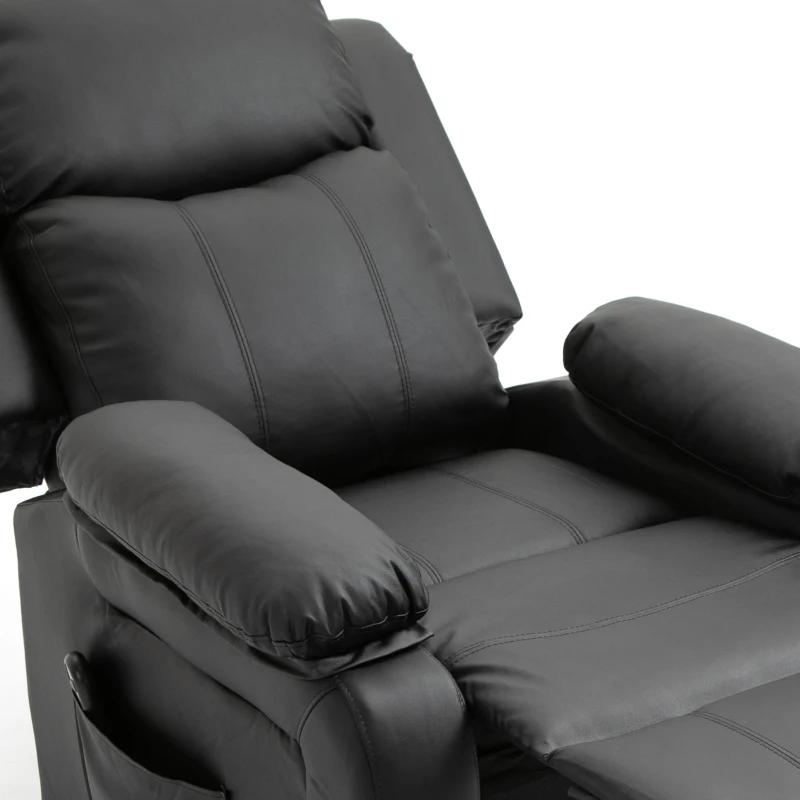 HOMCOM Fauteuil releveur électrique fauteuil relax électrique avec repose-pied télécommande et 2 pochettes 76x90x105cm noir