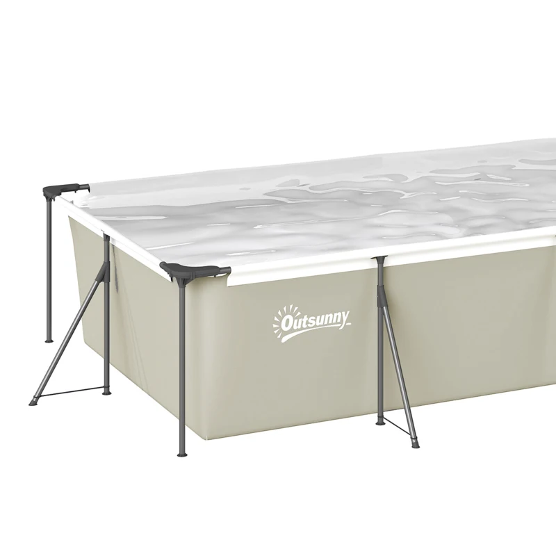 Outsunny Piscine Tubulaire Rectangulaire Piscine Hors Sol Nouvelle Structure Stable Antirouille 394,5x208,3x80,5cm Gris