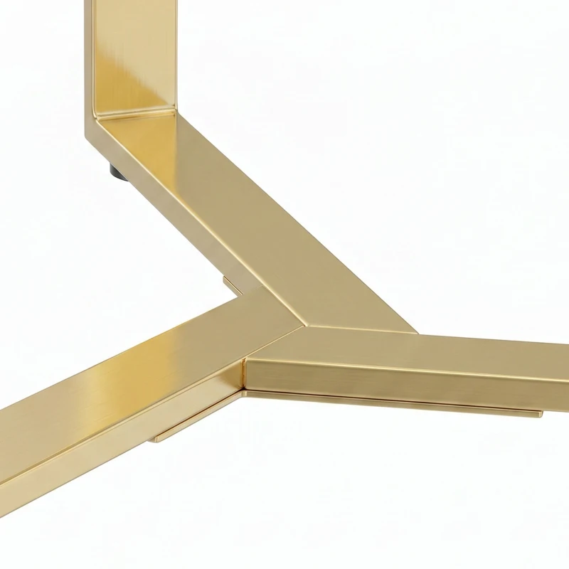 HOMCOM Round Side Table with Tempered Glass Top and Geometric Metal Frame for Small Space, Gold Tone