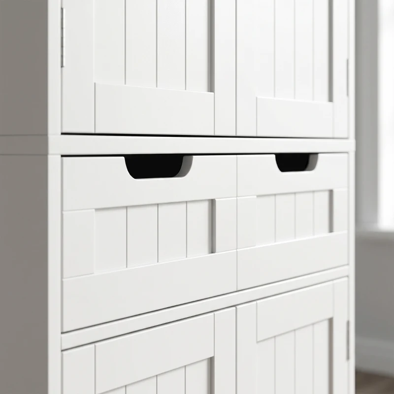 HOMCOM Tall Bathroom Cabinet, Freestanding Bathroom Storage Cabinet with Drawer, Shelves and Doors, 60 x 30 x 160 cm, White