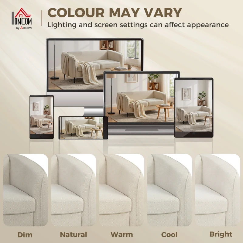 HOMCOM Canapé 2 places en velours, canapé de salon moderne 160 cm, assise large rembourrée, coussin épais à ressorts, beige