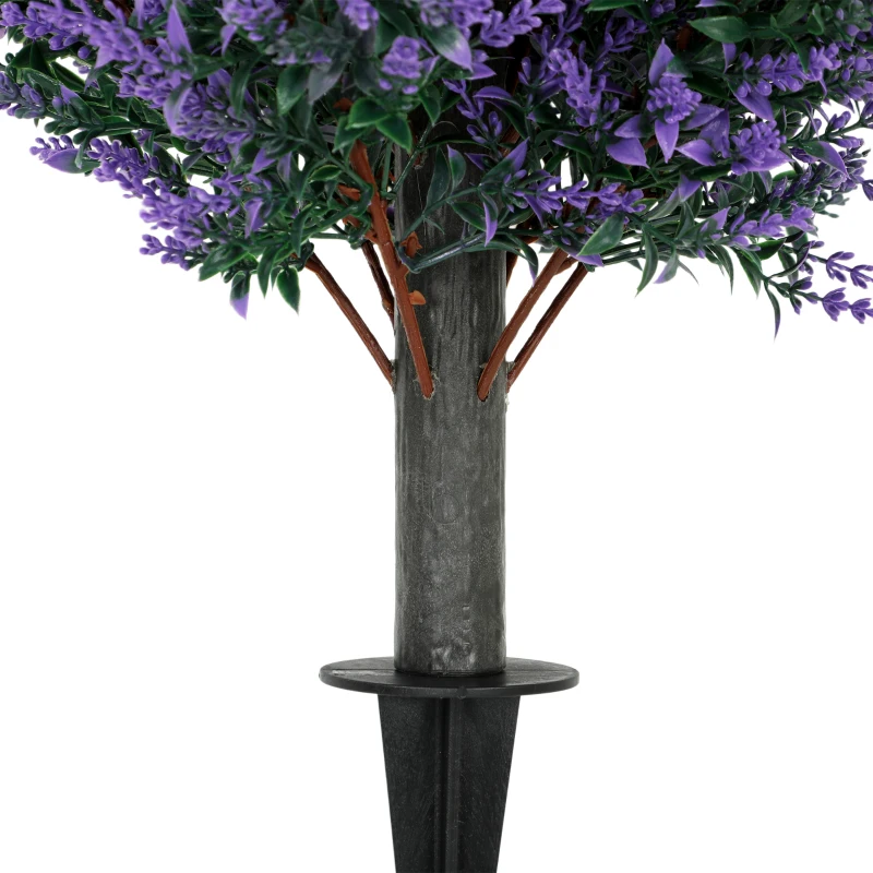 HOMCOM Set of 2 Artificial Lavender Flowers, Indoor Outdoor Fake Plants with Stakes, UV Resistant for Garden,  90 cm, Blue