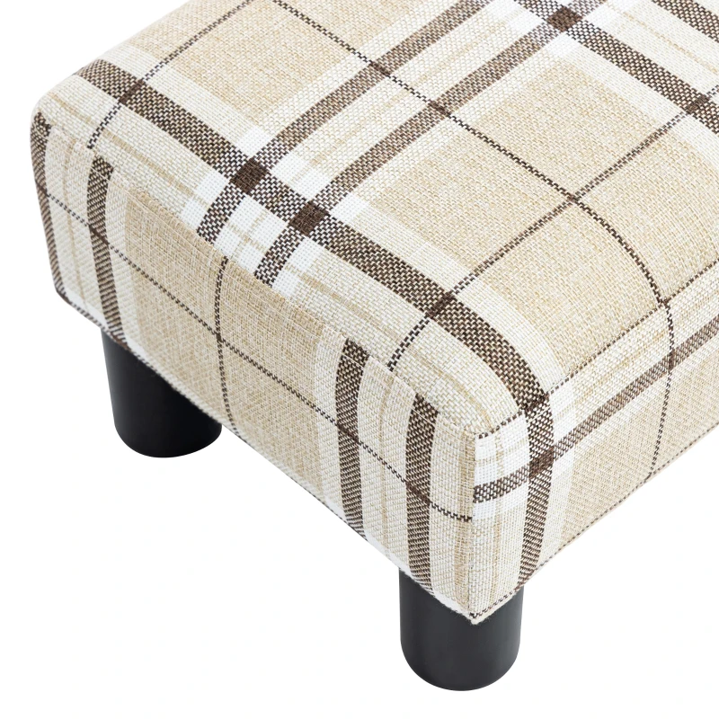 HOMCOM Linen Fabric Footstool Ottoman Cube with 4 Plastic Legs, Multi-colored
