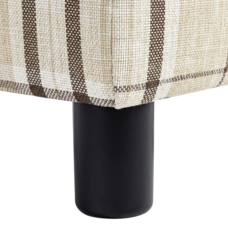 HOMCOM Linen Fabric Footstool Ottoman Cube with 4 Plastic Legs, Multi-colored