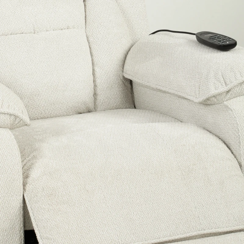 HOMCOM Power Recliner Armchair with Massage and Heat, Electric Reclining Chair with Wide Spring Seat, Cream White