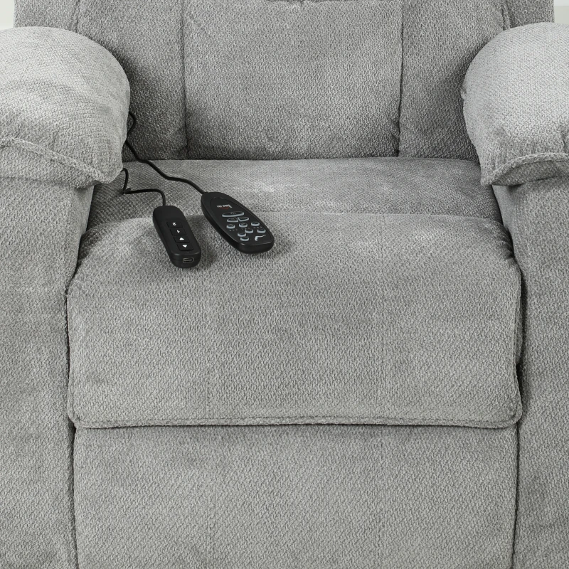 HOMCOM Power Recliner Armchair with Massage and Heat, Electric Reclining Chair with Wide Spring Seat, Light Grey