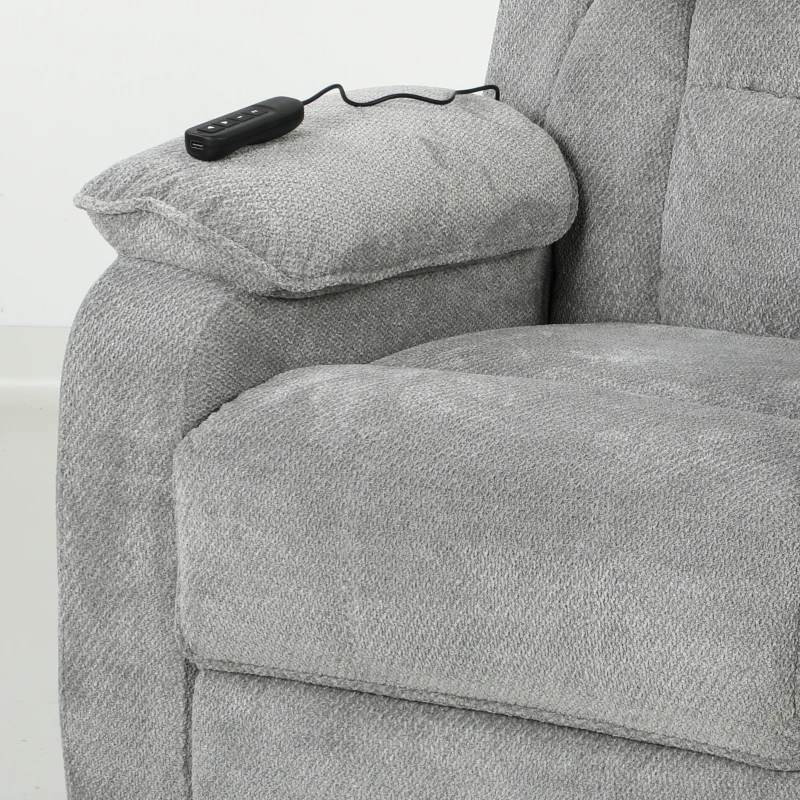 HOMCOM Power Recliner Armchair with Massage and Heat, Electric Reclining Chair with Wide Spring Seat, Light Grey