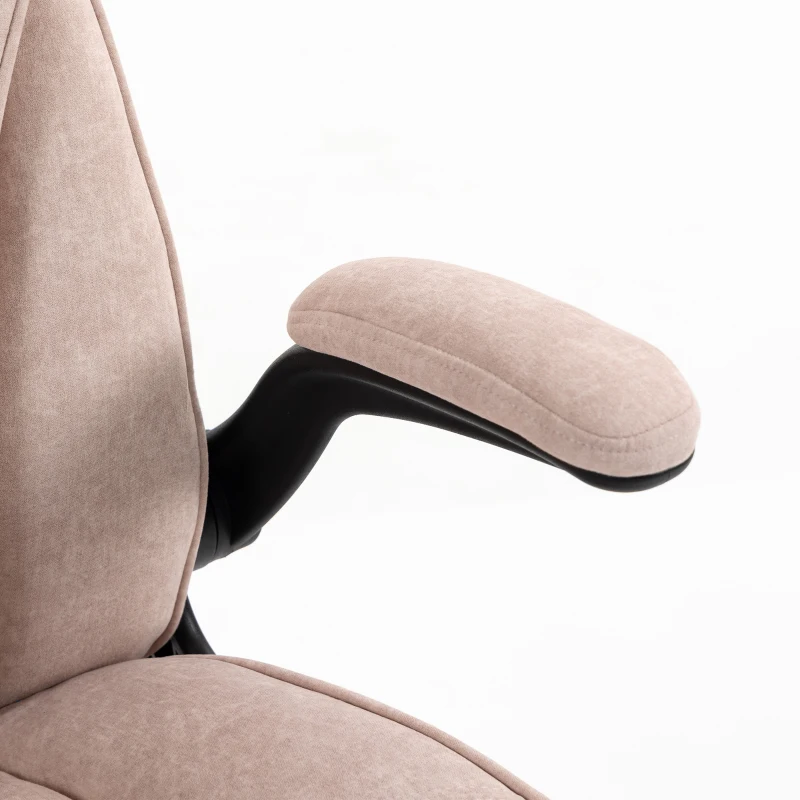 HOMCOM Fauteuil de bureau, chaise bureau ergonomique, hauteur réglable, accoudoirs relevables, 70 x 70 x 114-122 cm, rose