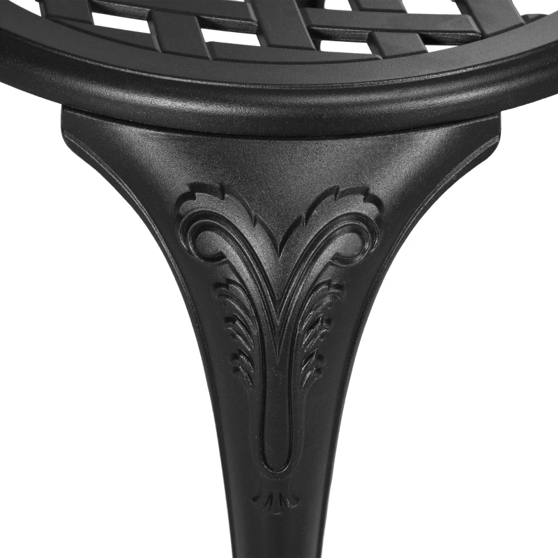 Outsunny Set da Giardino 3pz con 2 Sedie da Esterno e Tavolino in Vetro con Foro per Ombrellone, in Alluminio, Nero