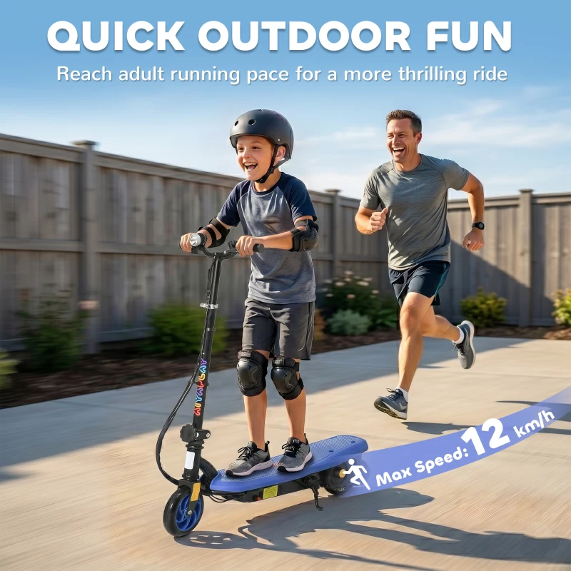 HOMCOM Foldable Electric Scooter, with LED Lights, for Ages 7-14 Years, Blue