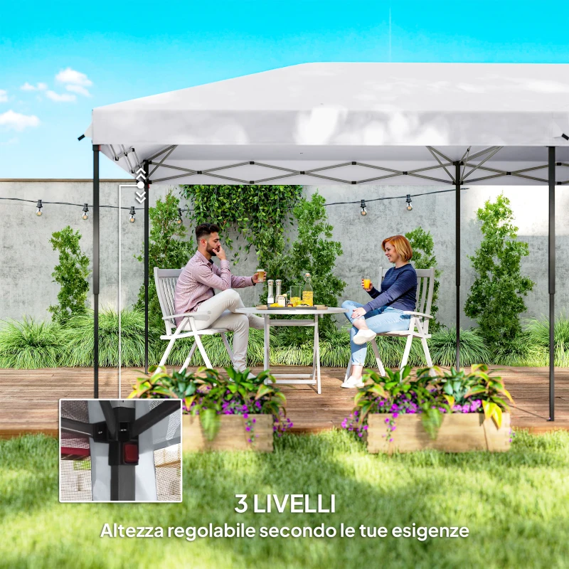 Outsunny Gazebo da Giardino 6x3 m Pieghevole con Zanzariera e Borsa di Trasporto, Crema