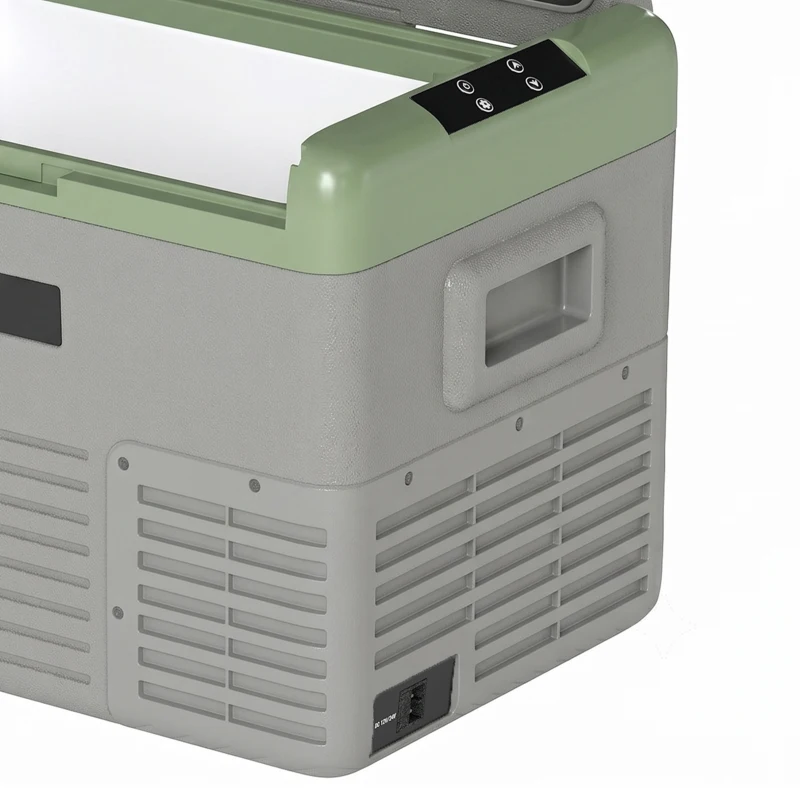 Outsunny 30L Portable Car Refrigerator - Light Green and Grey