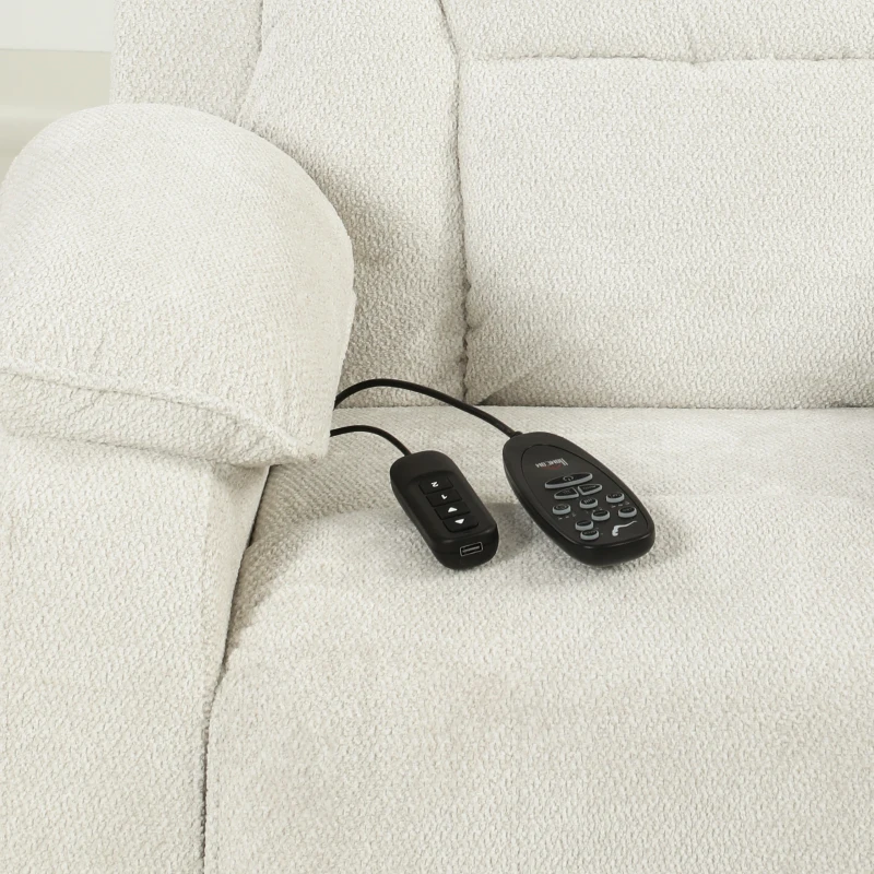 HOMCOM Power Recliner Armchair with Massage and Heat, Electric Reclining Chair with Wide Spring Seat, Cream White