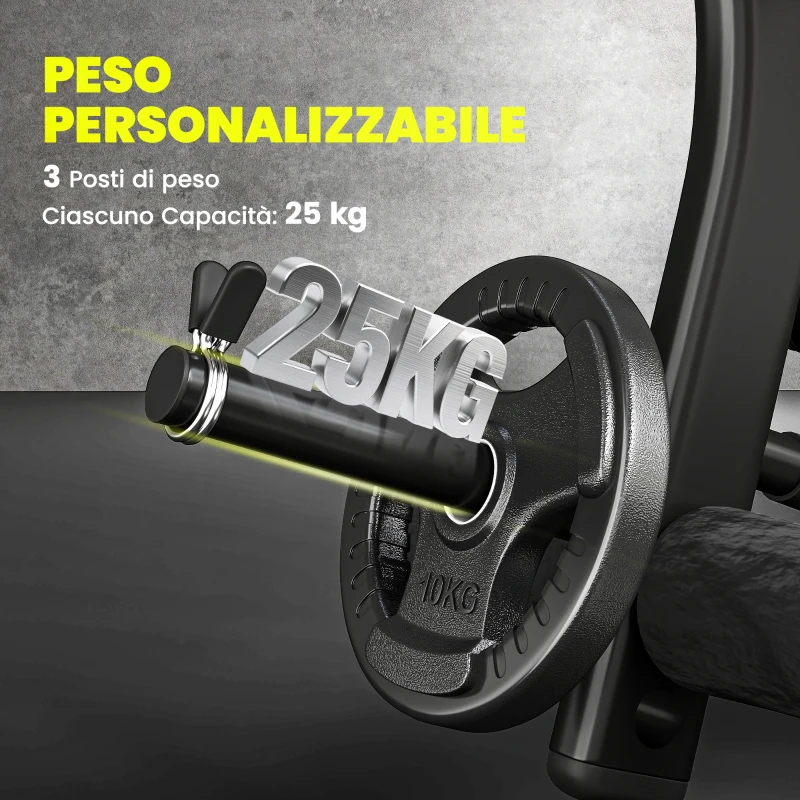 HOMCOM Panca Multifunzione Stazione Fitness con Schienale Regolabile su 3 Livelli, Supporto Gambe e Barra Superiore, 175x110x202cm, Nero