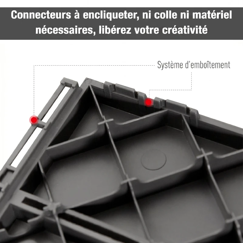 Outsunny Caillebotis - Dalles terrasse - Lot de 9 - emboîtables, Installation très Simple - Petits Carreaux Composite Plastique Imitation Bois Noir