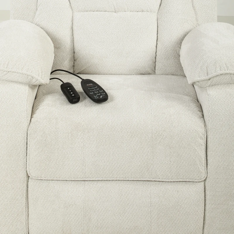 HOMCOM Power Recliner Armchair with Massage and Heat, Electric Reclining Chair with Wide Spring Seat, Cream White