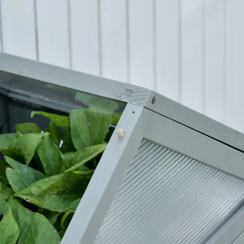 Outsunny 80 x 47 x 138cm Garden Cold Frame with Adjustable Shelves, Polycarbonate Greenhouse with Double Doors, Openable Top Covers, Grow House for Flower Vegetable Plants, Grey