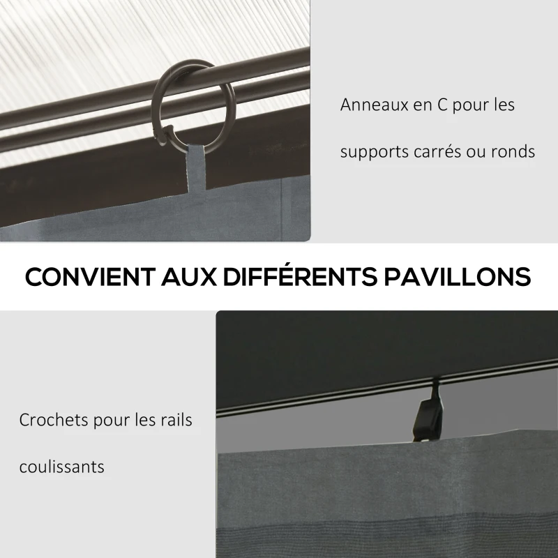Outsunny 4 parois latérales pour pavillon de jardin tonnelle rigide 300 x 300 cm protéger de la pluie vent soleil gris