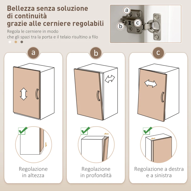 HOMCOM Mobile da cucina stile country con vetrina, cassetto e armadi, Naturale e Bianco
